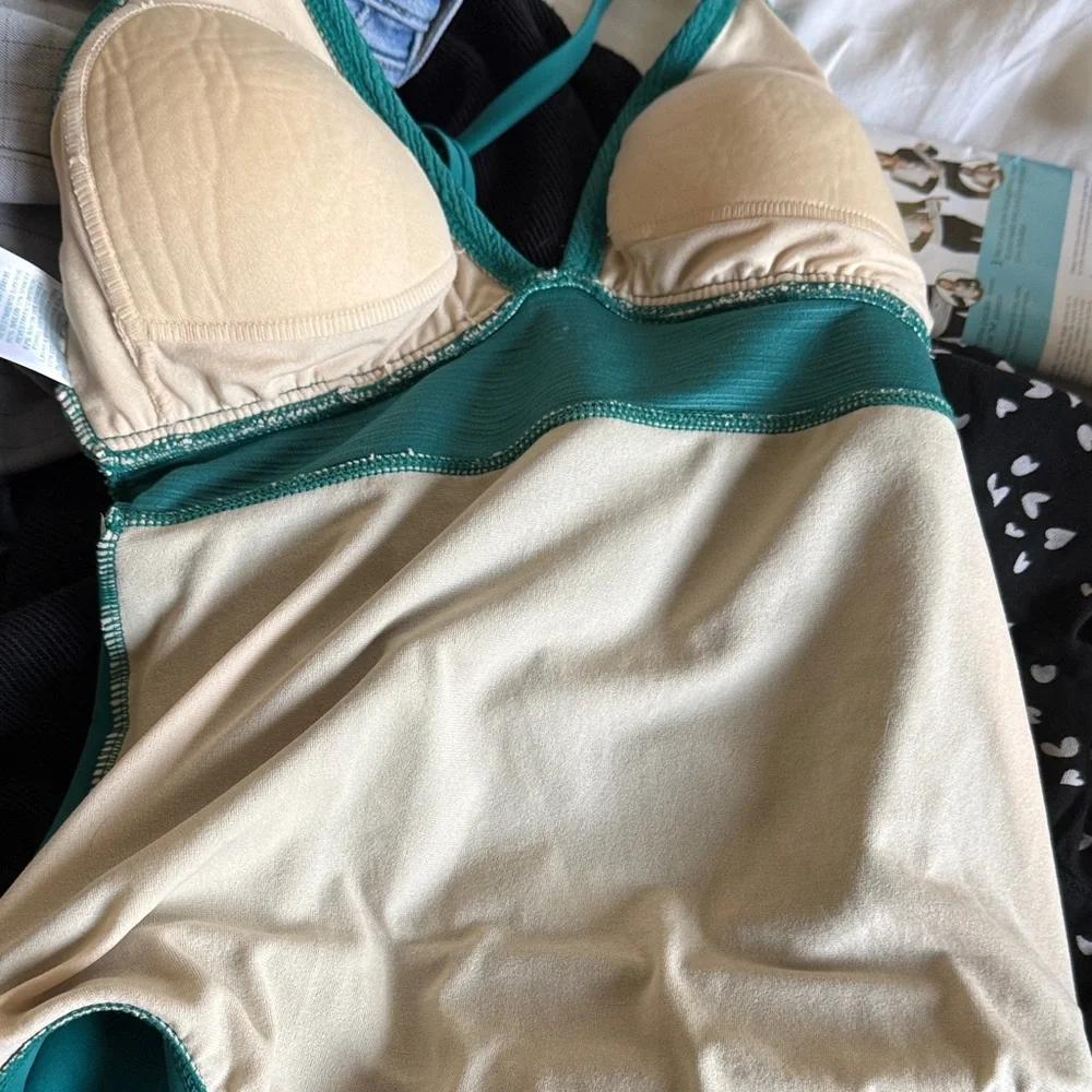 Kona Sol Teal One Piece Swimsuit Plunge V Neck Ruched Medium Coverage